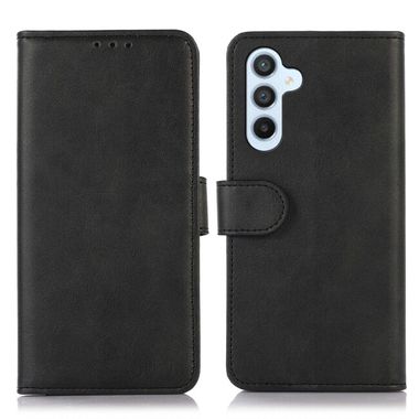 Peňaženkové kožené puzdro Cow Texture na Samsung Galaxy A25 5G - Čierna