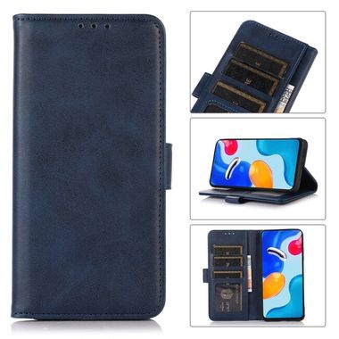 Peňaženkové kožené puzdro COW TEXTURE na Samsung Galaxy A54 5G – Modrá