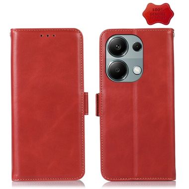 Peňaženkové kožené puzdro Crazy Horse RFID na Xiaomi Redmi Note 13 Pro 4G - Červená