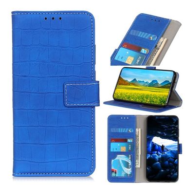 Peňaženkové kožené puzdro Crocodile Flip na Xiaomi Redmi Note 10/10S - Modrá