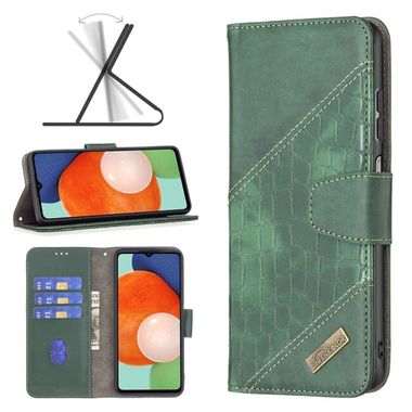 Peňaženkové kožené puzdro CROCODILE na Samsung Galaxy A13 - Zelená