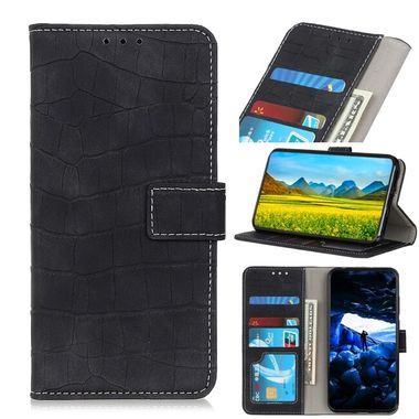 Peňaženkové kožené puzdro Crocodile na Samsung Galaxy A24 - Čierna