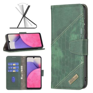 Peňaženkové kožené puzdro CROCODILE na Samsung Galaxy A33 5G - Zelená