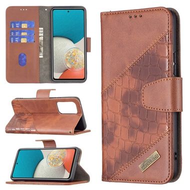 Peňaženkové kožené puzdro CROCODILE na Samsung Galaxy A53 5G - Hnedá