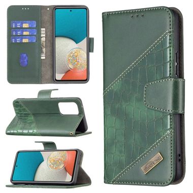 Peňaženkové kožené puzdro CROCODILE na Samsung Galaxy A53 5G - Zelená