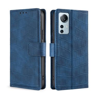Peňaženkové kožené puzdro CROCODILE na Xiaomi 12 Lite – Modrá