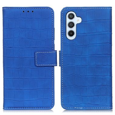 Peňaženkové kožené puzdro Crocodile Texture na Samsung Galaxy A05s - Modrá