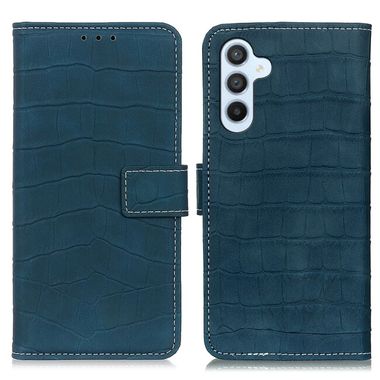 Peňaženkové kožené puzdro Crocodile Texture na Samsung Galaxy A05s - Zelená