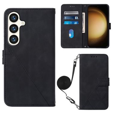 Peňaženkové kožené puzdro Crossbody na Samsung Galaxy S24 5G - Čierna