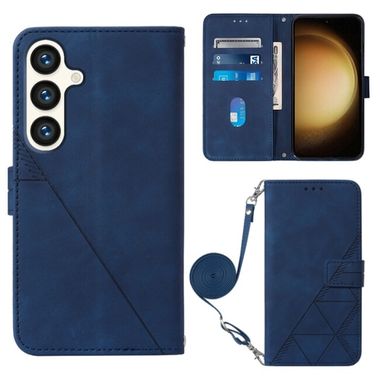 Peňaženkové kožené puzdro Crossbody na Samsung Galaxy S24 Plus 5G - Modrá