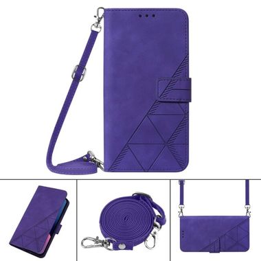 Peňaženkové kožené puzdro CROSSBODY na Xiaomi 12 Pro - Fialová