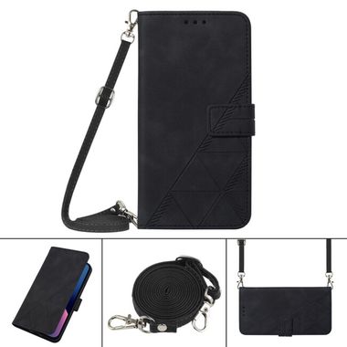 Peňaženkové kožené puzdro Crossbody na Xiaomi Redmi Note 10/10S - Čierna