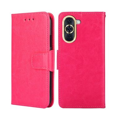 Peňaženkové kožené puzdro CRYSTAL na Huawei Nova 10 – Ružovočervená