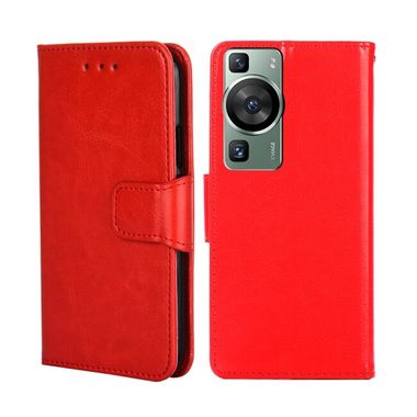 Peňaženkové kožené puzdro Crystal na Huawei P60 Pro - Červená