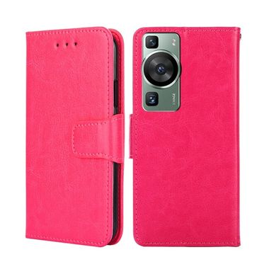 Peňaženkové kožené puzdro Crystal na Huawei P60 Pro - Rose Red
