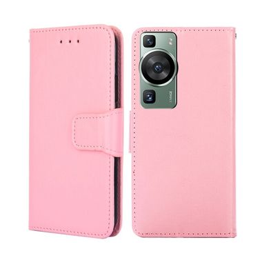 Peňaženkové kožené puzdro Crystal na Huawei P60 Pro - Ružová