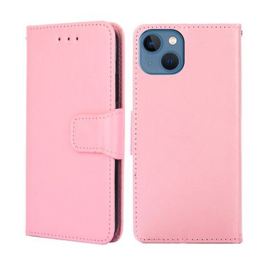 Peňaženkové kožené puzdro CRYSTAL na iPhone 14 Plus - Ružová