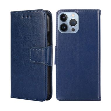 Peňaženkové kožené puzdro CRYSTAL na iPhone 14 Pro - Royal Blue