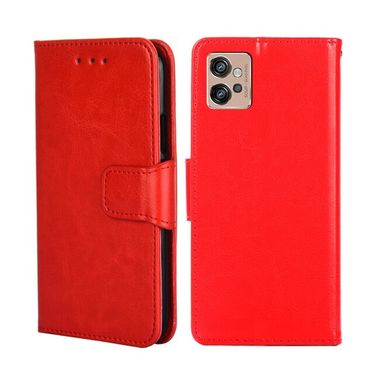 Peňaženkové kožené puzdro CRYSTAL na Motorola Moto G32 - Červená