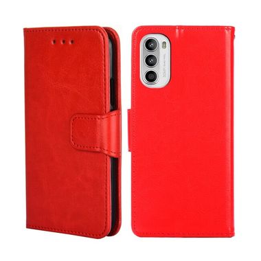 Peňaženkové kožené puzdro CRYSTAL na Motorola Moto G52 / G82 5G - Červená