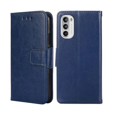 Peňaženkové kožené puzdro CRYSTAL na Motorola Moto G52 / G82 5G - Námornícka modrá