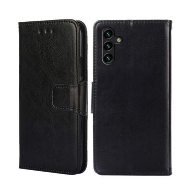Peňaženkové kožené puzdro CRYSTAL na Samsung Galaxy A04s – Čierna