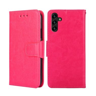 Peňaženkové kožené puzdro CRYSTAL na Samsung Galaxy A04s – Ružovočervená