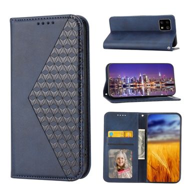 Peňaženkové kožené puzdro CUBIC GRID na Motorola Moto G32 - Modrá