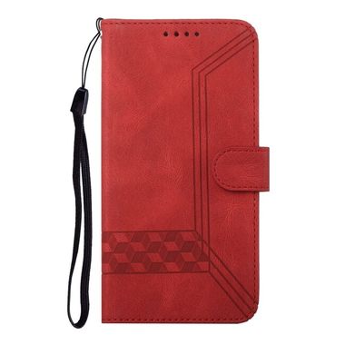 Peňaženkové kožené puzdro CUBIC na iPhone 13 - Červená
