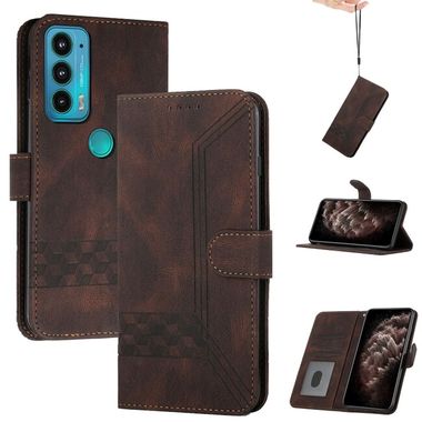 Peňaženkové kožené puzdro Cubic na Motorola Edge 20 Pro - Tmavo Hnedá