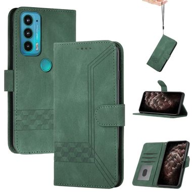 Peňaženkové kožené puzdro Cubic na Motorola Edge 20 Pro - Zelená