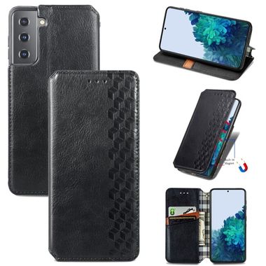 Peňaženkové kožené puzdro CUBIC na Samsung Galaxy S21 5G - Čierna