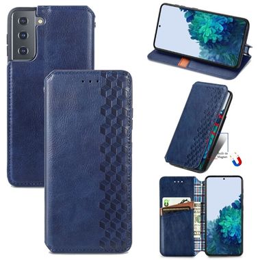 Peňaženkové kožené puzdro CUBIC na Samsung Galaxy S21 5G - Modrá