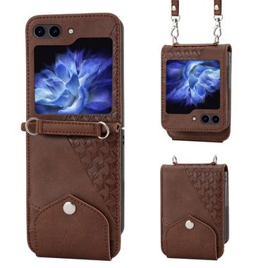 Peňaženkové kožené puzdro Cubic na Samsung Galaxy Z Flip 5 - Hnedá