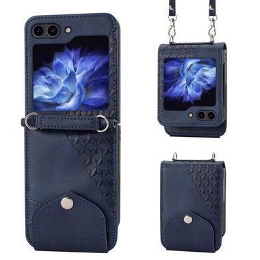 Peňaženkové kožené puzdro Cubic na Samsung Galaxy Z Flip 5 - Modrá