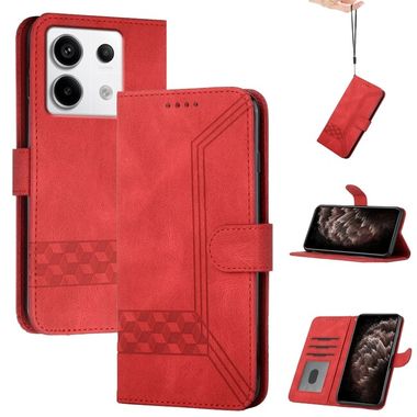 Peňaženkové kožené puzdro Cubic Skin na Xiaomi Redmi Note 13 Pro 4G - Červená