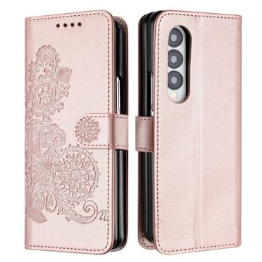 Peňaženkové kožené puzdro Datura na Samsung Galaxy Z Fold4 - Ružové zlato