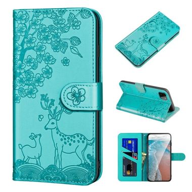 Peňaženkové kožené puzdro DEER na Samsung Galaxy A22 5G - Lake Blue