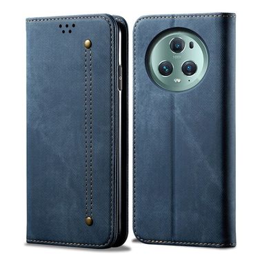 Peňaženkové kožené puzdro Denim na Honor Magic5 Pro - Modrá
