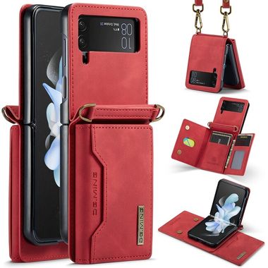 Peňaženkové kožené puzdro DG.MING M2 na Samsung Galaxy Z Flip4 - Červená