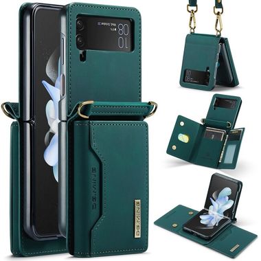 Peňaženkové kožené puzdro DG.MING M2 na Samsung Galaxy Z Flip4 - Zelená