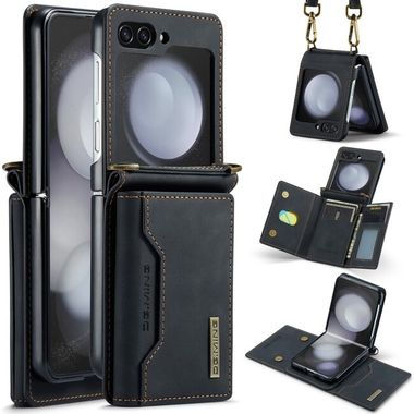 Peňaženkové kožené puzdro DG.MING Magnetic na Samsung Galaxy Z Flip 5 - Čierna