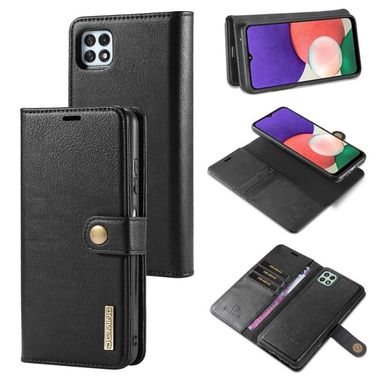 Peňaženkové kožené puzdro DG.MING na Samsung Galaxy A22 5G - Čierna