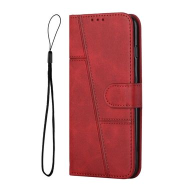 Peňaženkové kožené puzdro Diagonal Stitching na Moto G31/G41 - Červená
