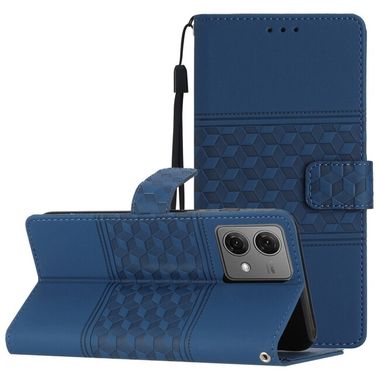 Peňaženkové kožené puzdro Diamond Embossed na Moto G84 - Tmavo modrá