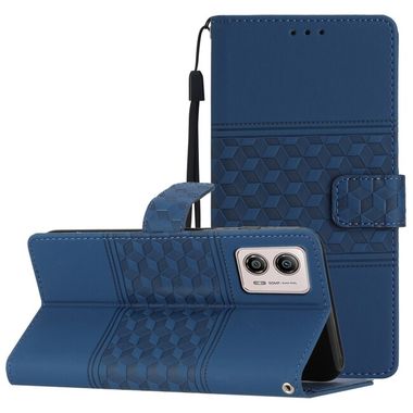 Peňaženkové kožené puzdro Diamond Embossed na Motorola Moto G13 / G23 / G53 5G - Tmavo Modrá