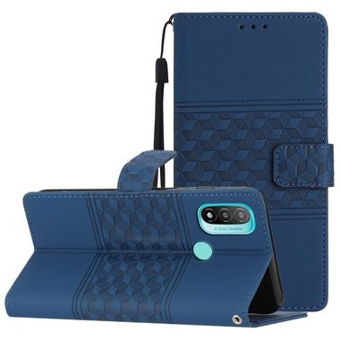 Peňaženkové kožené puzdro Diamond Embossed Skin na Motorola Moto E20 / E30 / E40 - Tmavo Modrá