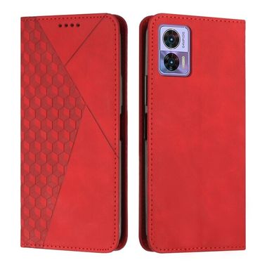 Peňaženkové kožené puzdro Diamond na Motorola Edge 30 Neo - Červená