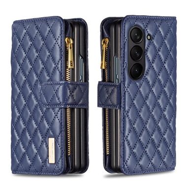 Peňaženkové kožené puzdro Diamond na Samsung Galaxy Z Fold5 - Modrá
