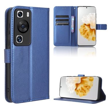 Peňaženkové kožené puzdro Diamond Texture na Huawei P60 Pro - Modrá